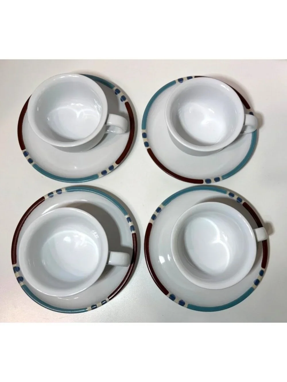 Dansk Mesa White Sand Japan Set of 4 Coffee Tea Cups & Saucers - Picture 2 of 7